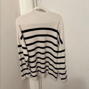 Mango Black and White Striped Knit Sweater